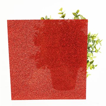 Rød glitter akryl - Tilskåret (HD002) - 3 mm