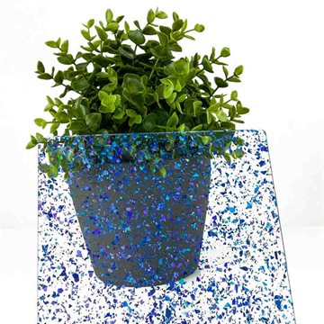 Blåflaget transparent glitter akryl - Tilskåret (ALDSLB709) - 3 mm