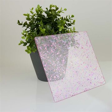 Pinkflaget transparent glitter akryl 1220 x 2440 mm