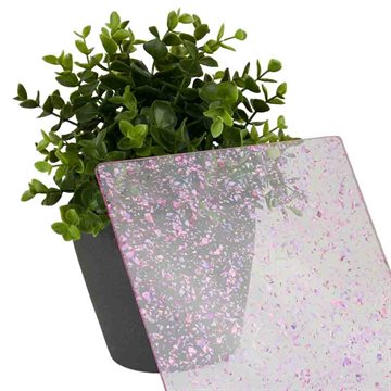 Pinkflaget transparent glitter akryl - Tilskåret (ALDSLB901) - 3 mm
