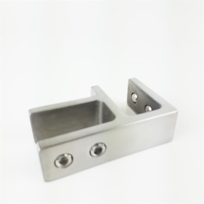 Glasforbinder - 90 grader - Børstet stål - Glas til glas 16.76-21.52 mm