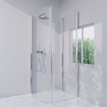 Brusekabine i standard mål - Blank krom - LJUSTERÖ - Venstrehængt