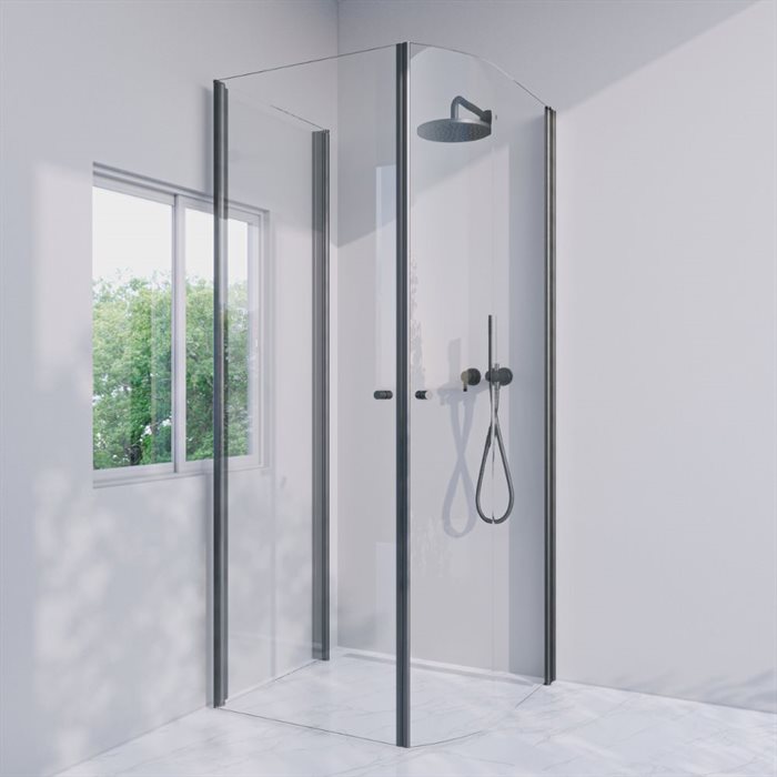 Brusekabine i standard mål - Mat sort - LJUSTERÖ - Højrehængt