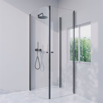 Brusekabine i standard mål - Mat sort - LJUSTERÖ - Venstrehængt