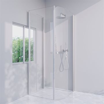 Brusekabine i standard mål - Mat sølv - LJUSTERÖ - Højrehængt