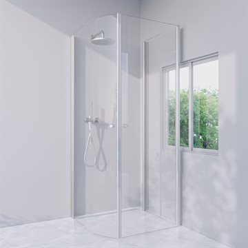 Brusekabine i standard mål - Mat sølv - LJUSTERÖ - Venstrehængt