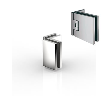 90 graders glas/glas beslag - Børstet stål look - 2 stk