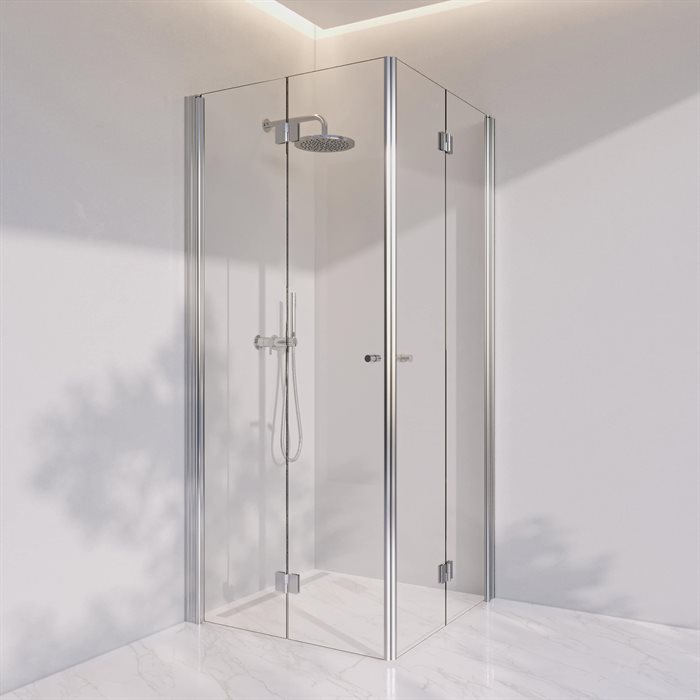 Brusekabine i standard mål - Prime PH33 - Blank krom