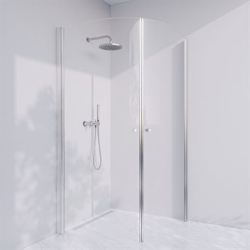 Brusehjørne i standard mål - Prime PH44 - Blank krom