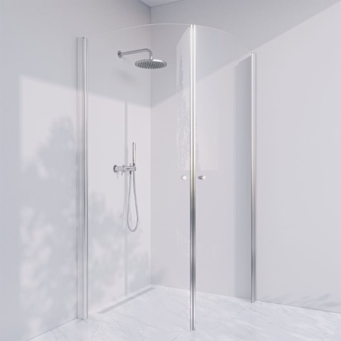 Brusehjørne i standard mål - Prime PH44 - Blank krom