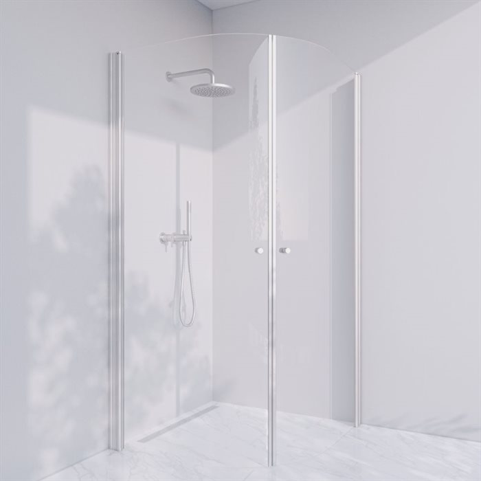 Brusehjørne i standard mål - Prime PH44 - Mat sølv