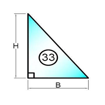 4 mm lavenergiglas trekant med ret vinkel i venstre side - Model 33