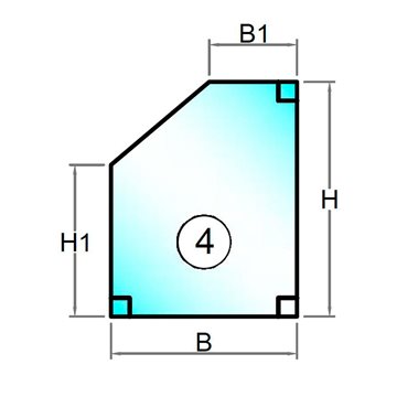 3 lags lavenergi termorude femkant med skrå top faldende mod venstre - Model 4