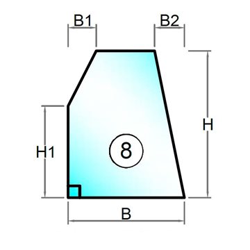 2 lags lavenergi termorude femkant faldende mod højre - Model 8