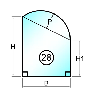 10 mm hærdet glas med granet kant - Figur 28