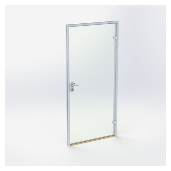 Glasdør - Mat sølv - M10: 990 x 2090 mm