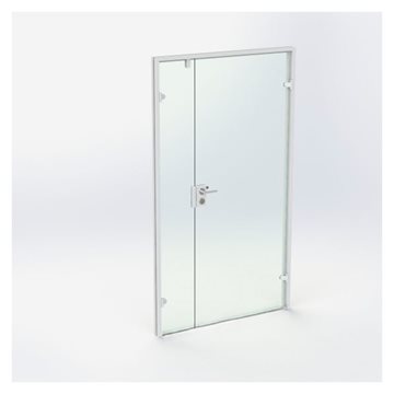 Dobbelt Glasdør - Hvid - M12: 1190 x 2090 mm - (1 aktiv 1 passiv)