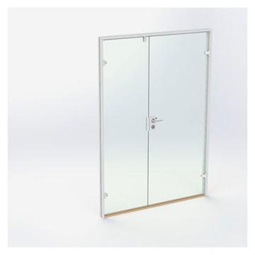 Dobbelt Glasdør - Hvid - M15: 1490 x 2090 mm - (1 aktiv 1 passiv)