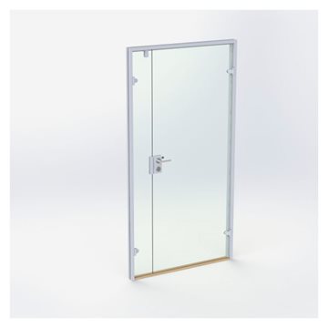 Dobbelt Glasdør - Mat Sølv - M11: 1090 x 2090 mm - (1 aktiv 1 passiv)