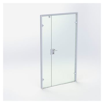 Dobbelt Glasdør - Mat Sølv - M12: 1190 x 2090 mm - (1 aktiv 1 passiv)