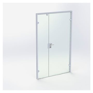 Dobbelt Glasdør - Mat Sølv - M13: 1290 x 2090 mm - (1 aktiv 1 passiv)