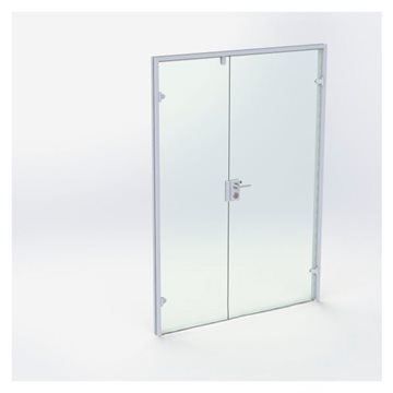Dobbelt Glasdør - Mat Sølv - M15: 1490 x 2090 mm - (1 aktiv 1 passiv)