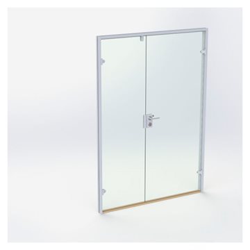 Dobbelt Glasdør - Mat Sølv - M15: 1490 x 2090 mm - (1 aktiv 1 passiv)