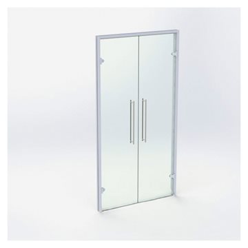 Dobbelt Glasdør - Mat Sølv - M11: 1090 x 2090 mm - (2 aktiv)