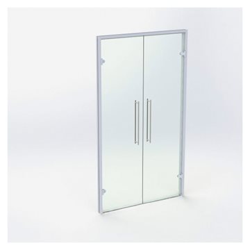 Dobbelt Glasdør - Mat Sølv - M12: 1190 x 2090 mm - (2 aktiv)
