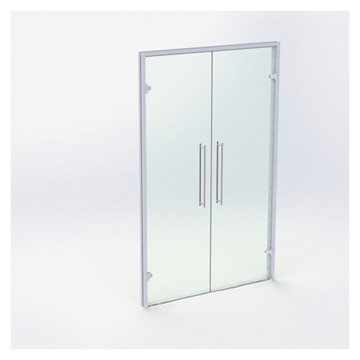 Dobbelt Glasdør - Mat Sølv - M13: 1290 x 2090 mm - (2 aktiv)
