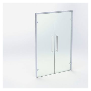 Dobbelt Glasdør - Mat Sølv - M14: 1390 x 2090 mm - (2 aktiv)