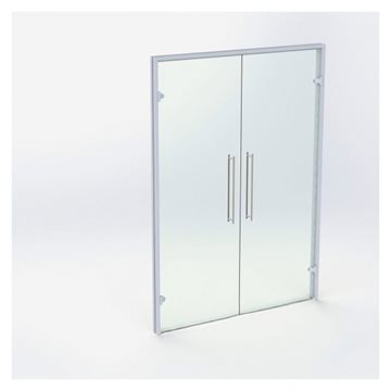Dobbelt Glasdør - Mat Sølv - M15: 1490 x 2090 mm - (2 aktiv)