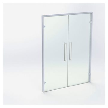 Dobbelt Glasdør - Mat Sølv - M16: 1590 x 2090 mm - (2 aktiv)
