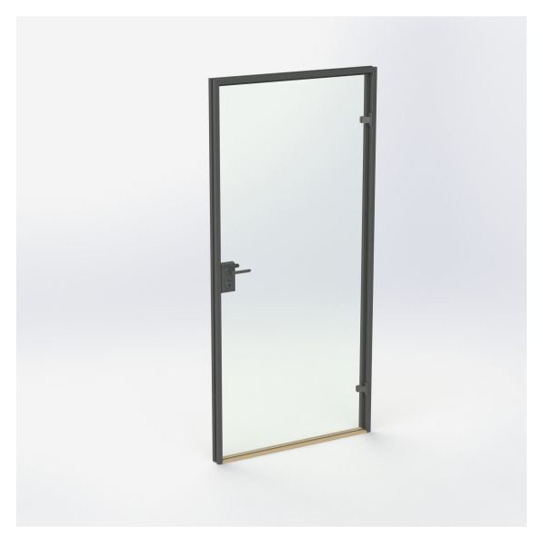  Glasdør - Mat sort - M10: 990 x 2090 mm