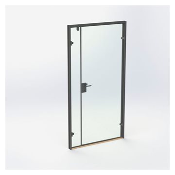 Dobbelt glasdør med mat sort kantprofil - Mat sort - M11: 1090 x 2090 mm - (1 aktiv 1 passiv)