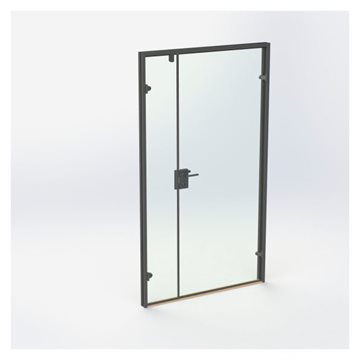 Dobbelt glasdør med mat sort kantprofil - Mat sort - M12: 1190 x 2090 mm - (1 aktiv 1 passiv)