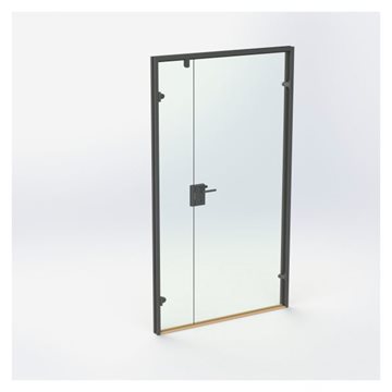 Dobbelt Glasdør - Mat Sort - M12: 1190 x 2090 mm - (1 aktiv 1 passiv)