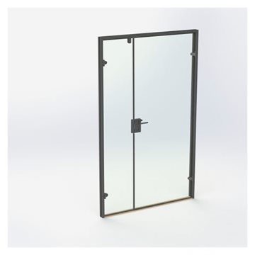 Dobbelt glasdør med mat sort kantprofil - Mat sort - M13: 1290 x 2090 mm - (1 aktiv 1 passiv)