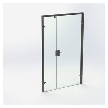 Dobbelt Glasdør - Mat Sort - M13: 1290 x 2090 mm - (1 aktiv 1 passiv)