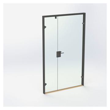 Dobbelt Glasdør - Mat Sort - M13: 1290 x 2090 mm - (1 aktiv 1 passiv)