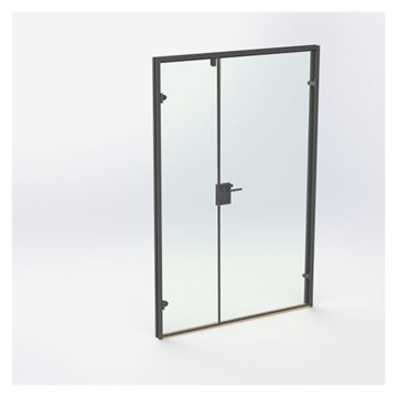 Dobbelt glasdør med mat sort kantprofil - Mat sort - M14: 1390 x 2090 mm - (1 aktiv 1 passiv)