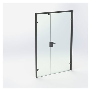 Dobbelt Glasdør - Mat Sort - M14: 1390 x 2090 mm - (1 aktiv 1 passiv)