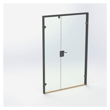 Dobbelt Glasdør - Mat Sort - M14: 1390 x 2090 mm - (1 aktiv 1 passiv)