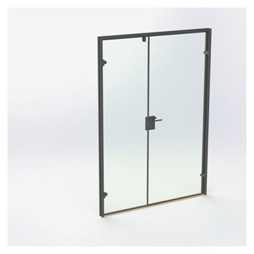 Dobbelt glasdør med mat sort kantprofil - Mat sort - M15: 1490 x 2090 mm - (1 aktiv 1 passiv)