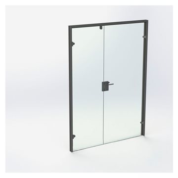 Dobbelt Glasdør - Mat Sort - M15: 1490 x 2090 mm - (1 aktiv 1 passiv)