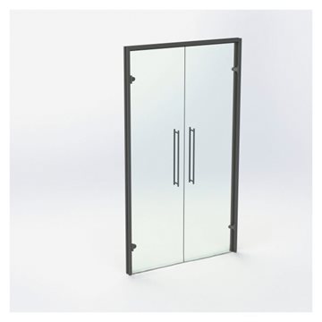 Dobbelt Glasdør - Mat Sort - M12: 1190 x 2090 mm - (2 aktiv)