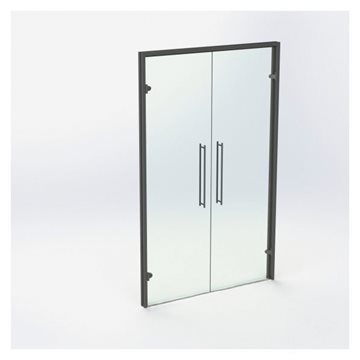 Dobbelt Glasdør - Mat Sort - M13: 1290 x 2090 mm - (2 aktiv)