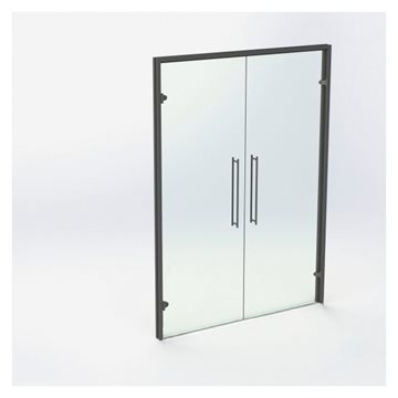 Dobbelt Glasdør - Mat Sort - M15: 1490 x 2090 mm - (2 aktiv)