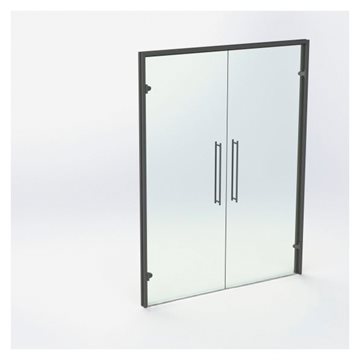 Dobbelt Glasdør - Mat Sort - M16: 1590 x 2090 mm - (2 aktiv)