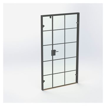 New Yorker Dobbelt Glasdør - Mat sort - M12: 1190 x 2090 mm - (1 aktiv 1 passiv)